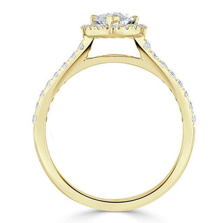 1.0 CT Marquise Shaped Moissanite Halo Engagement Ring