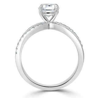 Bague de fiançailles Moissanite Solitaire Coupe Asscher 0,75 CT à Tige Fendue