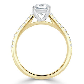 Bague de fiançailles en moissanite à sertissage pavé et solitaire taille Asscher de 1,0 ct