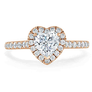 Bague de fiançailles en moissanite halo taille cœur 1,0 ct avec sertissage pavé