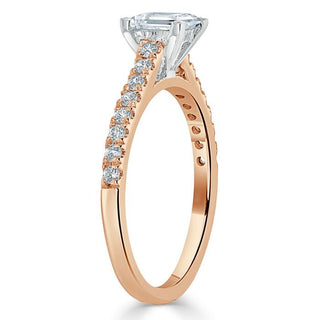 Bague de fiançailles en moissanite à sertissage pavé et solitaire taille Asscher de 1,0 ct