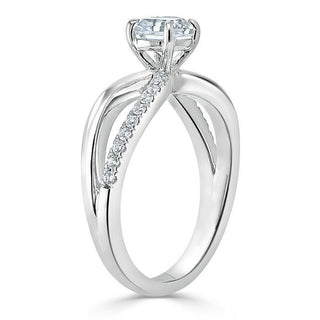 Bague de fiançailles Moissanite Solitaire Coupe Asscher 0,75 CT à Tige Fendue