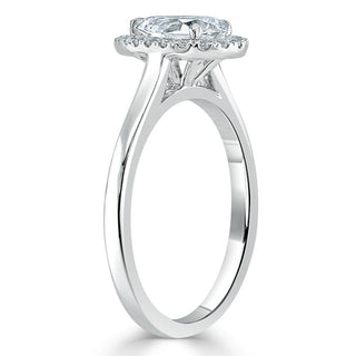 1.0 CT Pear Shaped Moissanite Halo Engagement Ring