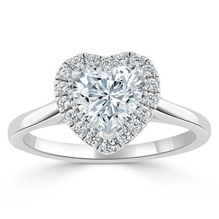 1.0 CT Heart Shaped Moissanite Halo Engagement Ring