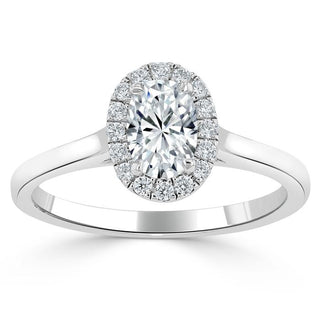 0.75 CT Oval Cut Halo Moissanite Engagement Ring