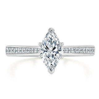 1.0 CT Marquise Shaped Moissanite Solitaire Engagement Ring