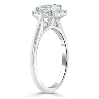 1.0 CT Heart Shaped Moissanite Halo Engagement Ring