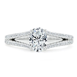 0.75 CT Oval Shaped Moissanite Solitaire Solit Shank Engagement Ring