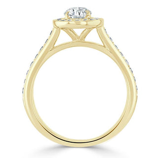 Bague de fiançailles en moissanite à taille ovale et pavée de halo de 1,0 ct