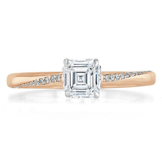 Bague de fiançailles solitaire moissanite taille Asscher 0,75 CT