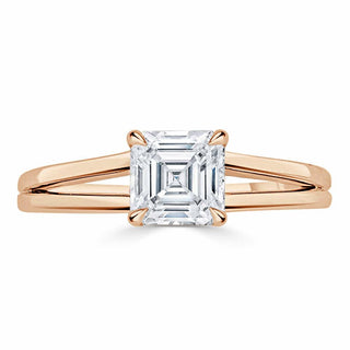 Bague de fiançailles en moissanite avec solitaire taille Asscher de 1,0 ct et monture à tige fendue