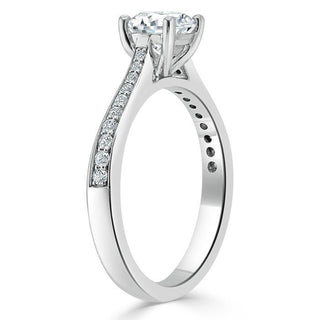 Bague de fiançailles solitaire en moissanite à taille ronde de 0,75 ct avec monture en canal