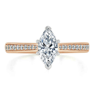 Bague de fiançailles en moissanite solitaire taille marquise de 1,0 ct