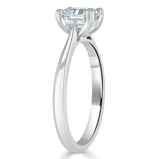 1.0 CT Asscher Shaped Moissanite Solitaire Engagement Ring