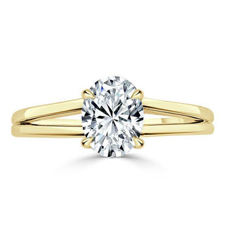 Bague de fiançailles solitaire en moissanite de forme ovale de 0,94 ct à tige fendue