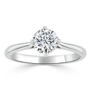 0.75 CT Round Shaped Moissanite Solitaire Engagement Ring