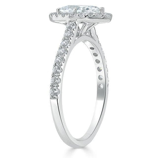 1.0 CT Marquise Shaped Moissanite Halo Engagement Ring