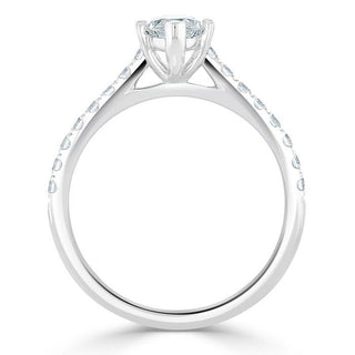 1.0 CT Marquise Cut Solitaire Pave Moissanite Engagement Ring