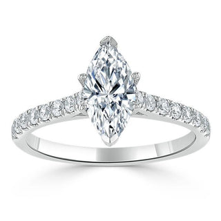 Bague de fiançailles avec solitaire pavé de moissanite taille marquise de 1,0 ct