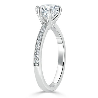 Bague de fiançailles solitaire en moissanite à taille ronde de 0,75 ct avec monture en canal