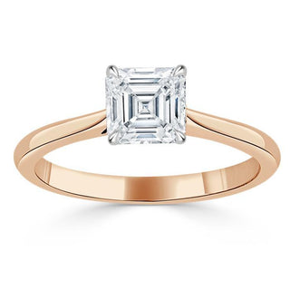 Bague de fiançailles solitaire en moissanite de forme Asscher de 1,0 ct