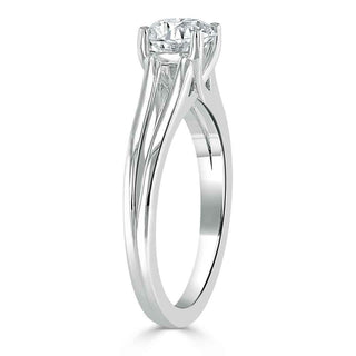 Bague de fiançailles en moissanite avec solitaire taille Asscher de 1,0 ct et monture à tige fendue