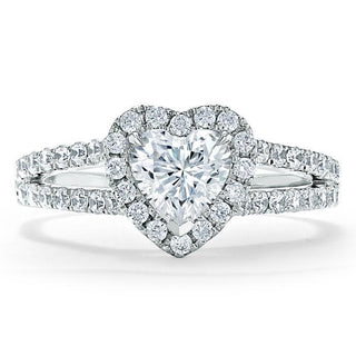 1.0 CT Heart Shaped Moissanite Halo & Split Shank Engagement Ring