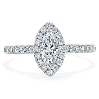 1.0 CT Marquise Shaped Moissanite Halo Engagement Ring