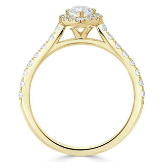 1.0 CT Marquise Shaped Moissanite Halo Engagement Ring