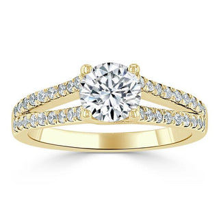 Bague de fiançailles en moissanite à tige fendue et solitaire à taille ronde de 0,75 ct