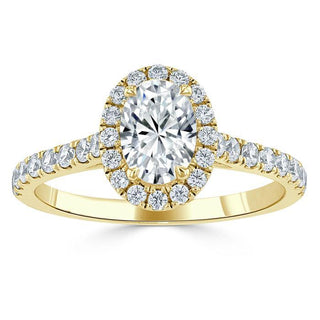 0.94 CT Oval Shaped Moissanite Halo Engagement Ring