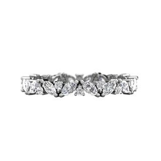 Alliance de mariage demi-éternité taille marquise et ronde de 0,95 ct 