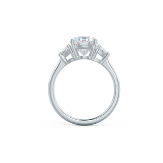 2.25CT Cathedral Set Oval Moissanite Diamond Three Stone Engagement Ring In 18K Solid Gold