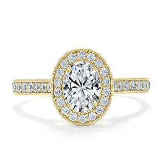 1.0 CT Oval Shaped Moissanite Halo Engagement Ring