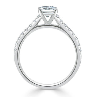 1.0 CT Princess Cut Solitaire Pave Setting Moissanite Engagement Ring