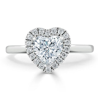 1.0 CT Heart Shaped Moissanite Halo Engagement Ring