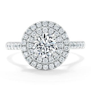 0.75 CT Round Shaped Moissanite Double Halo Engagement Ring