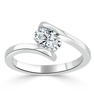 0.75 CT Oval Shaped Moissanite Bypass Setting Engagement Ring