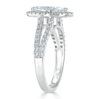 Bague de fiançailles halo en moissanite de forme marquise de 1,0 ct