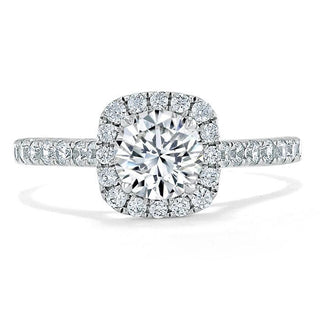 Bague de fiançailles en moissanite à taille ronde et pavée de halo de 0,75 ct