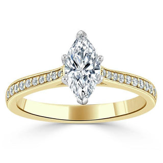 Bague de fiançailles solitaire en moissanite de forme marquise de 1,0 ct