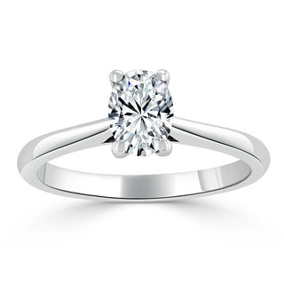 0.75 CT Oval Shape Moissanite Solitaire Engagement Ring