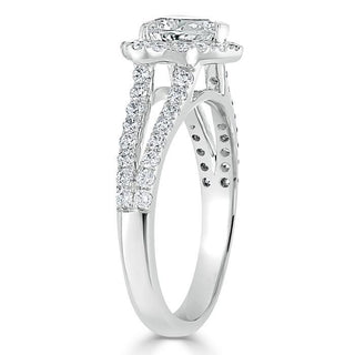 1.0 CT Heart Shaped Moissanite Halo & Split Shank Engagement Ring