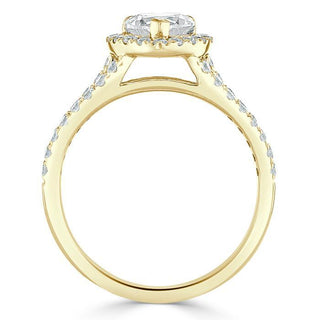 Bague de fiançailles en moissanite à tige fendue et halo à taille cœur de 1,0 ct