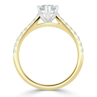 1.0 CT Marquise Cut Solitaire Pave Moissanite Engagement Ring