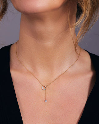 Collier pendentif rond en forme de lariat avec diamants en moissanite de 0,10 TCW 0,10 TCW