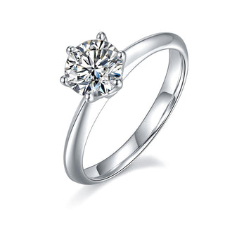 Bague de fiançailles solitaire en moissanite de forme ronde de 1,0 ct