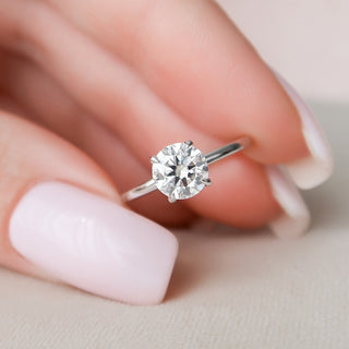 1.0 CT Round Shaped Moissanite Hidden Halo Engagement Ring