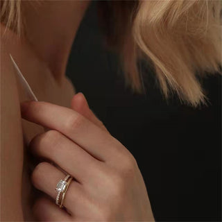 Bague de fiançailles sertie de diamants CVD émeraude de 1,0 à 3,0 ct