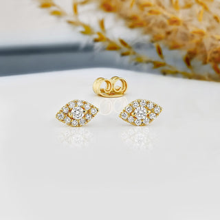 Boucles d'oreilles à tige en diamant et moissanite ronde 0,20 TCW avec mauvais œil